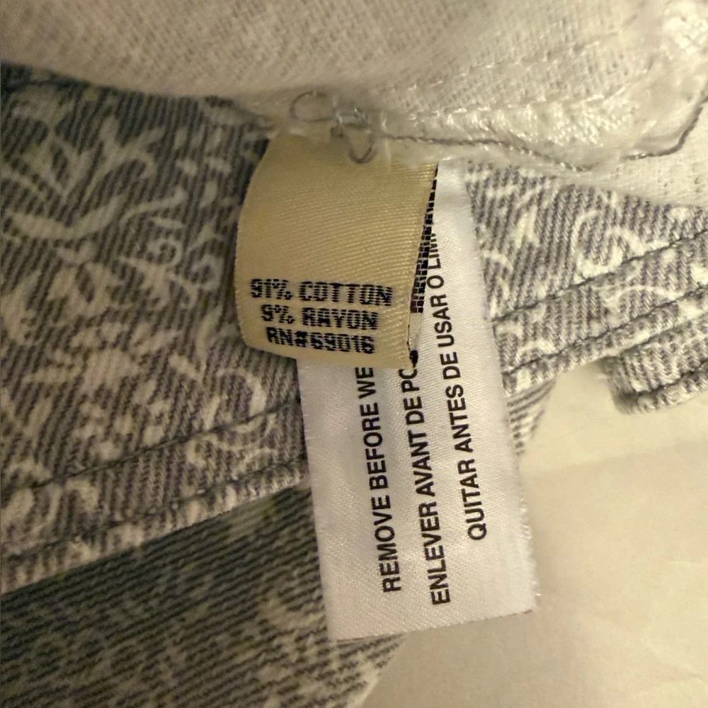 Ruff Hewn Gray & White Cotton Denim Moto Jacket Women's Plus Size 2X Streetwear - Picture 15 of 15